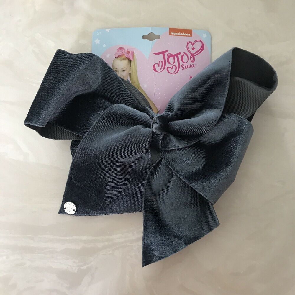 JoJo Siwa Signature Collection Large Velvet Hair Bow Charcoal Gray Nickelodeon